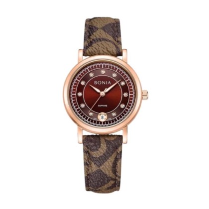 Bonia Elegance BNB10875-2542 Brown Leather Strap Women Watch